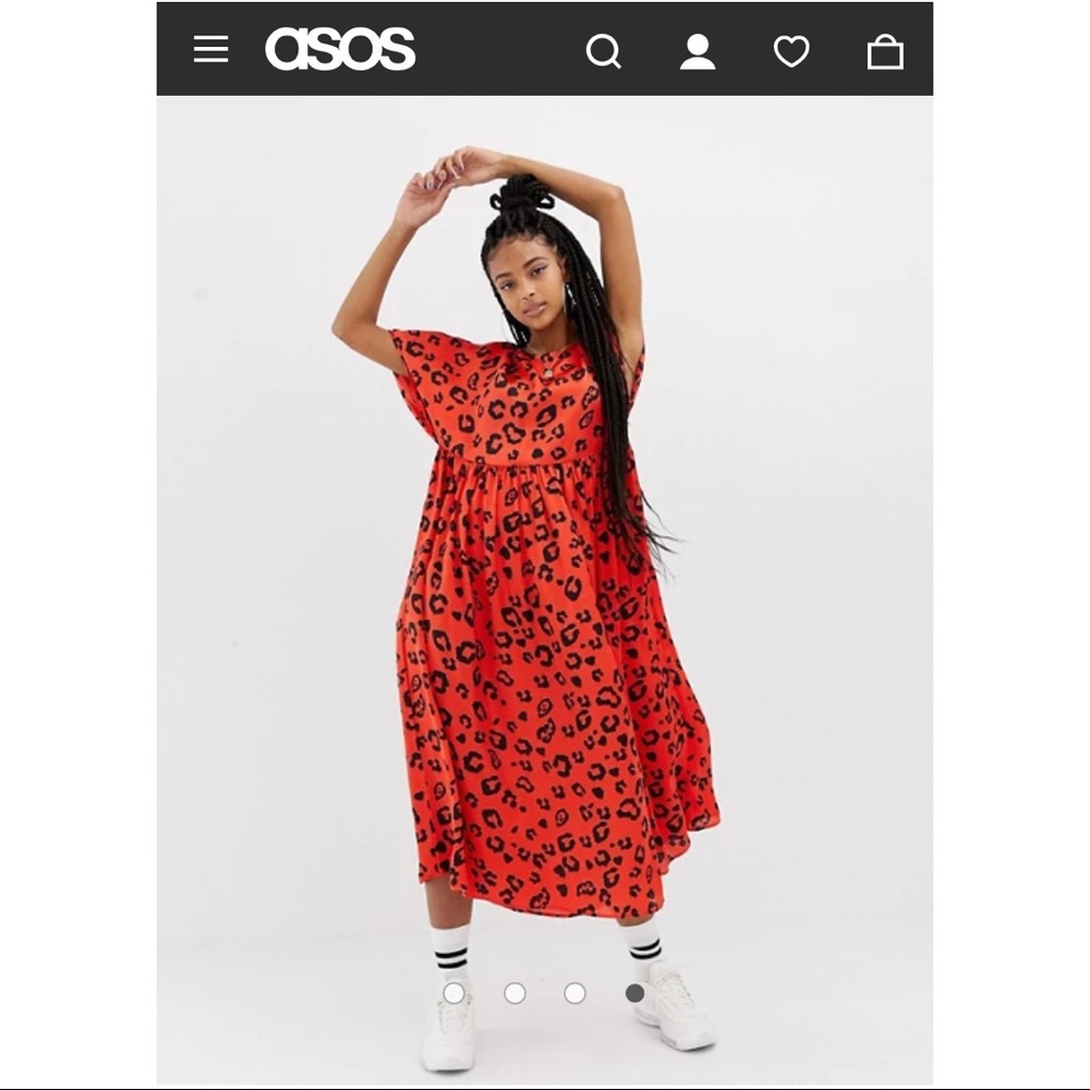 Collusion leopard print midi smock dress